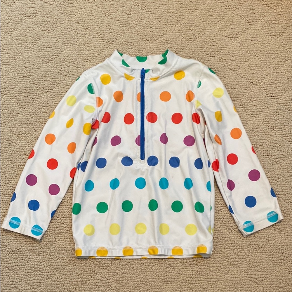 Primary 18-24 month rainbow dot Rashguard Swim Top with Sun Protection